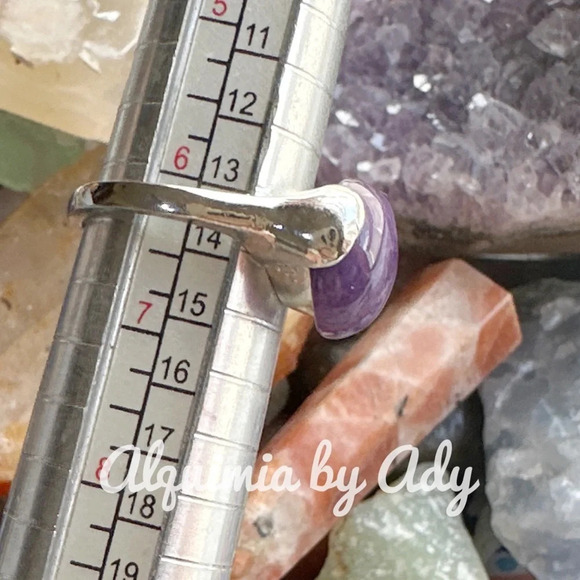Purple Jade Victorian silver gem ring - Picture 3 of 8
